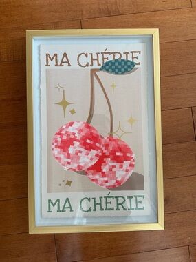 Ma Chérie Cherry Art Print in Gold Frame